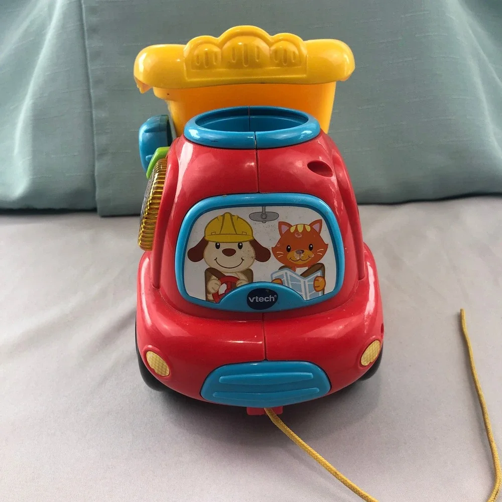 VTech Drop and Go Dump Truck Red Yellow Toddler Learning Toy Pull Along Truck